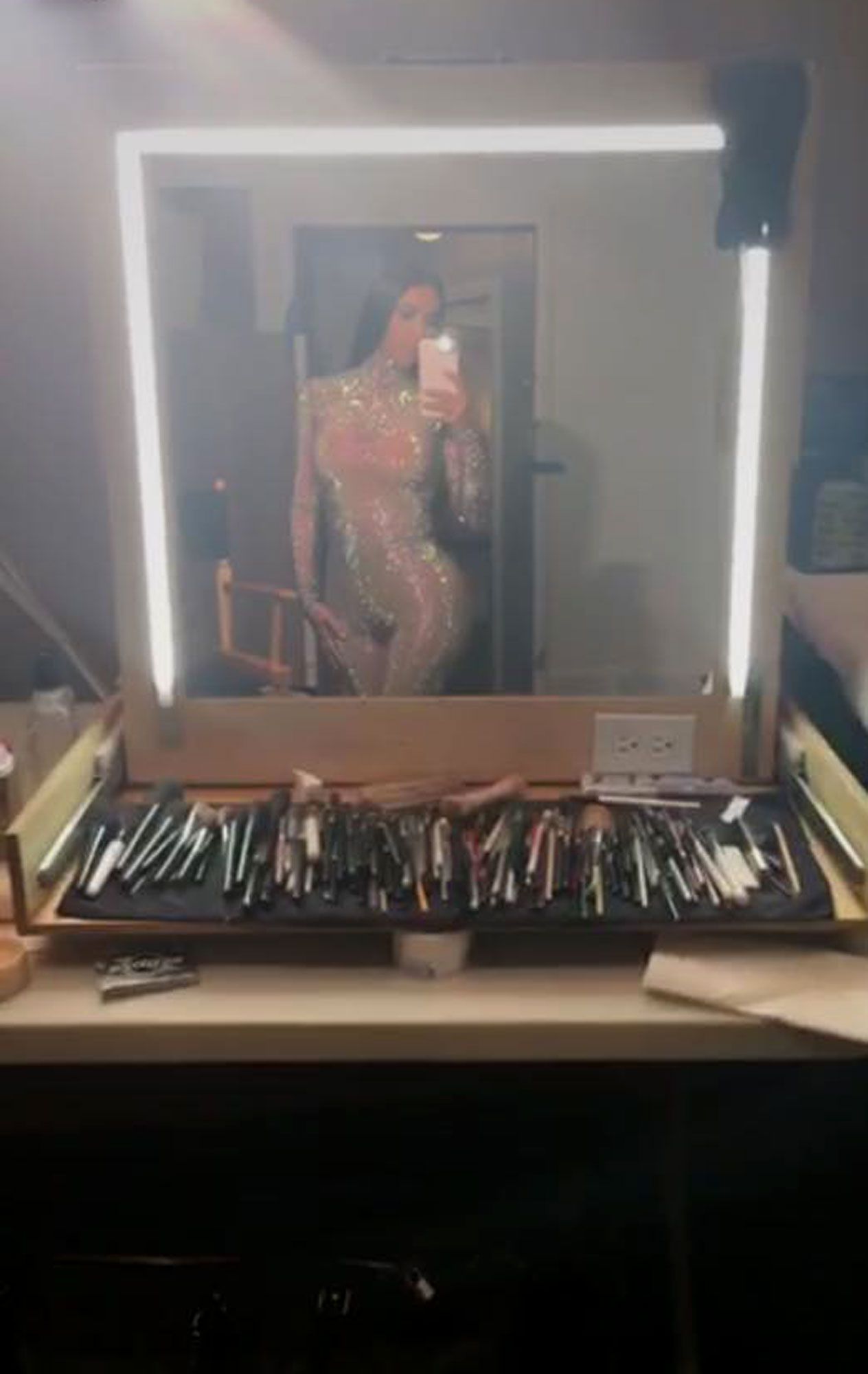 Kim Kardashian glitter catsuit Source: Kim Kardashian Snapchat
