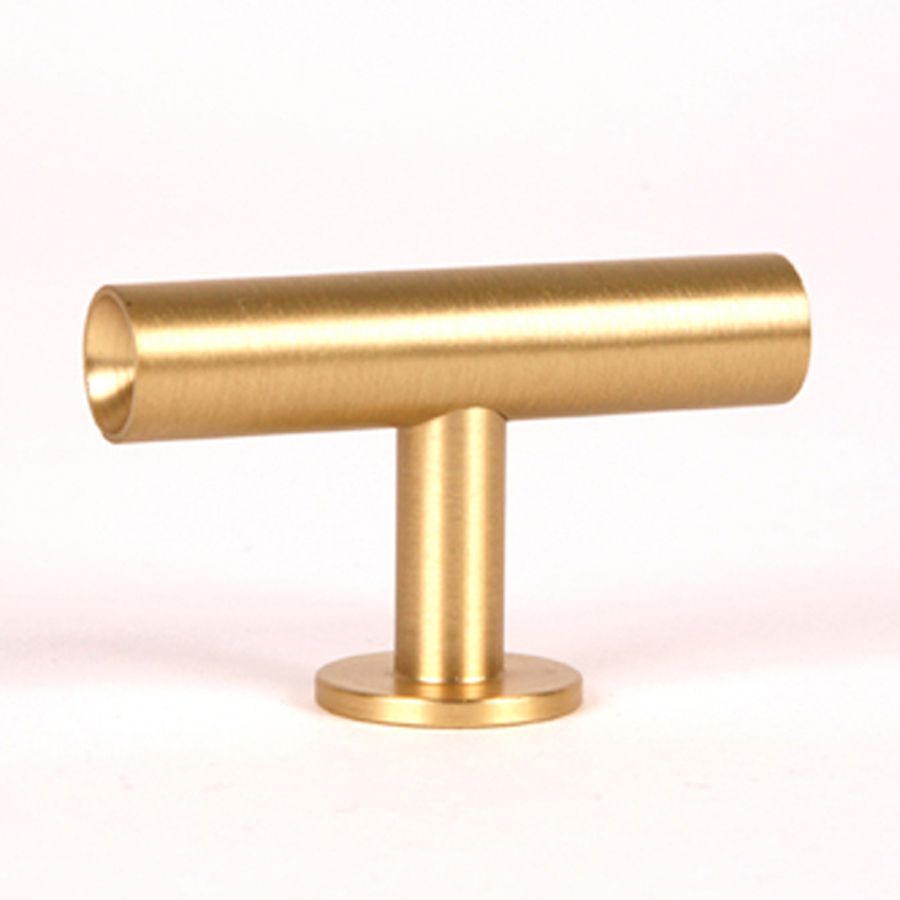 Lew's Hardware Round Bar Brushed Brass Cabinet Knob