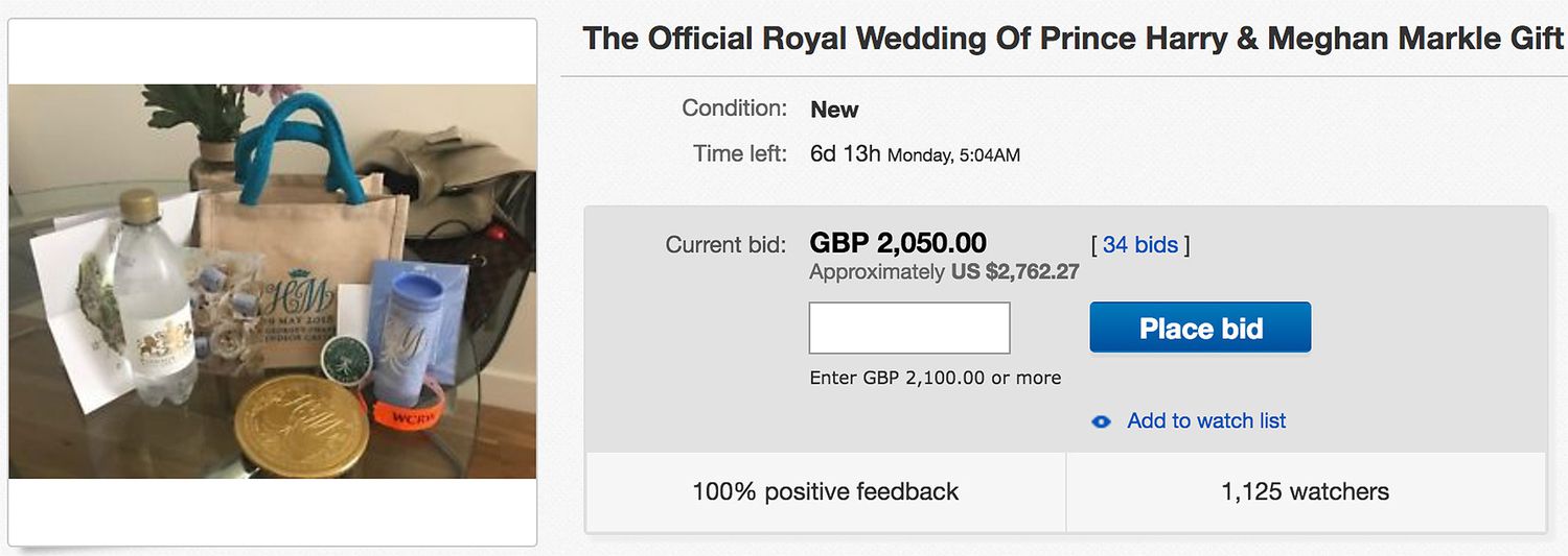 Royal Wedding Guests Selling Commemorative Gift Bags on eBayCredit: eBay