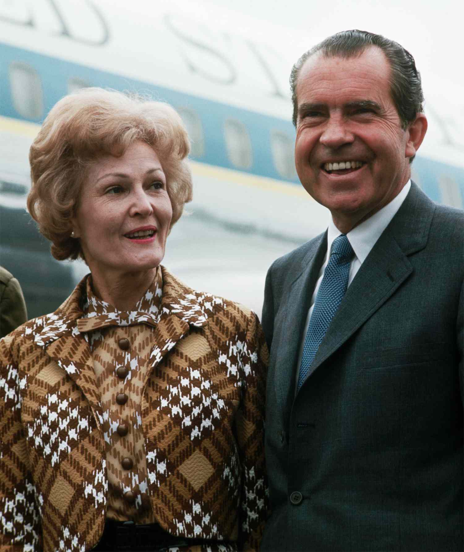 Richard and Pat Nixon in Front of Air Force One