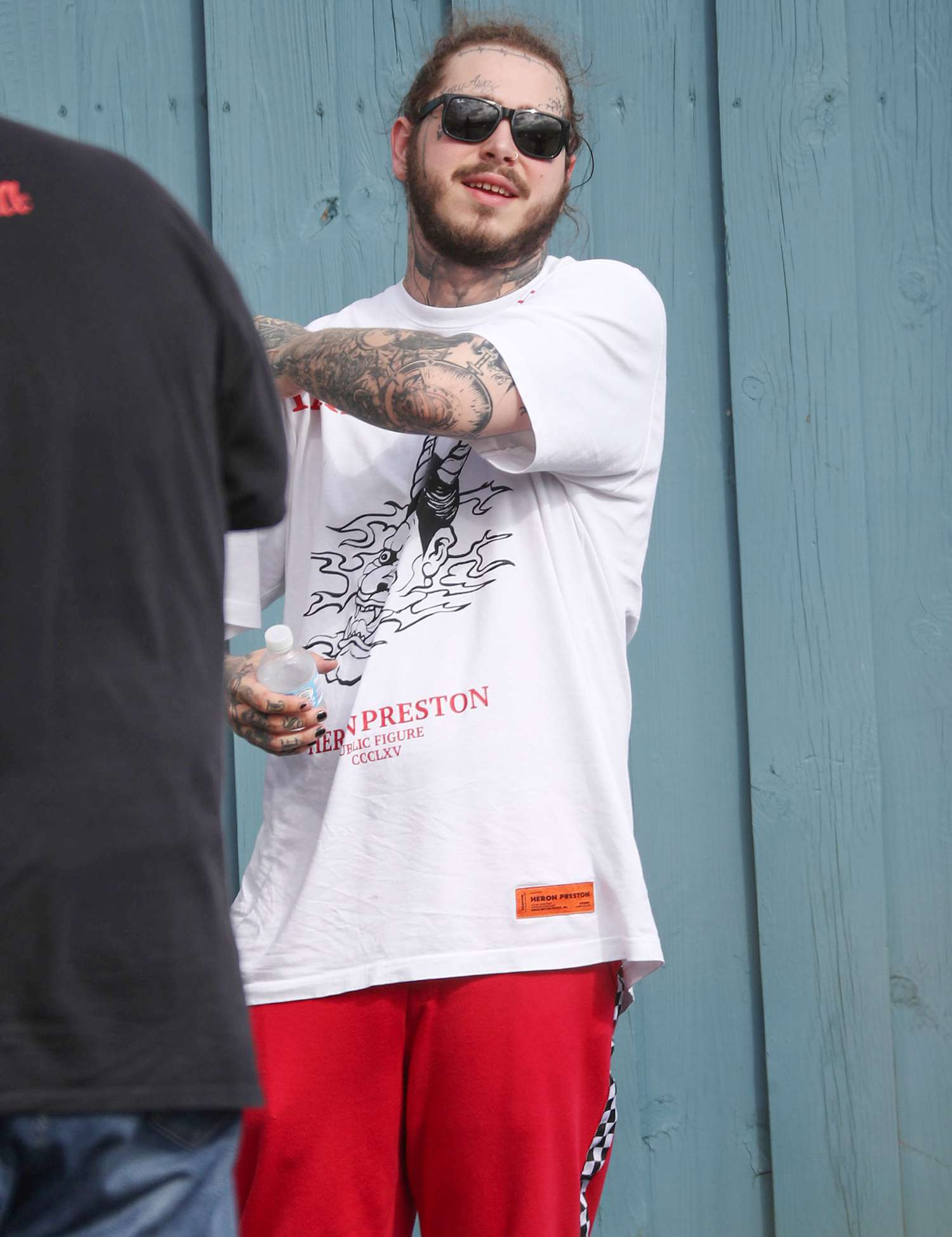 Post Malone is Spotted on Solid Ground Following an Emergency Landing of His Private Jet at Stewart Airport in New Windsor, New York.