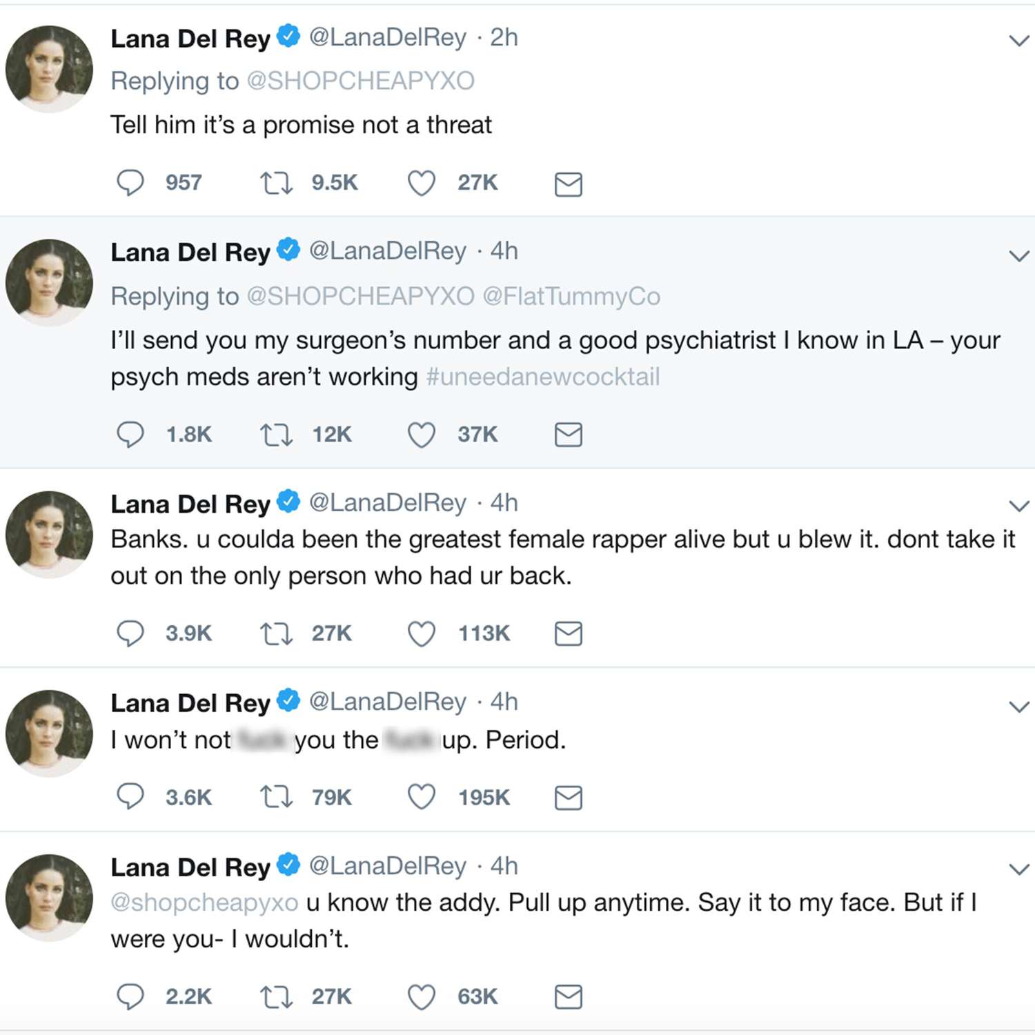 Del Rey Threatens to 'F— Up' Azealia Banks in Twitter Feud | PEOPLE.com