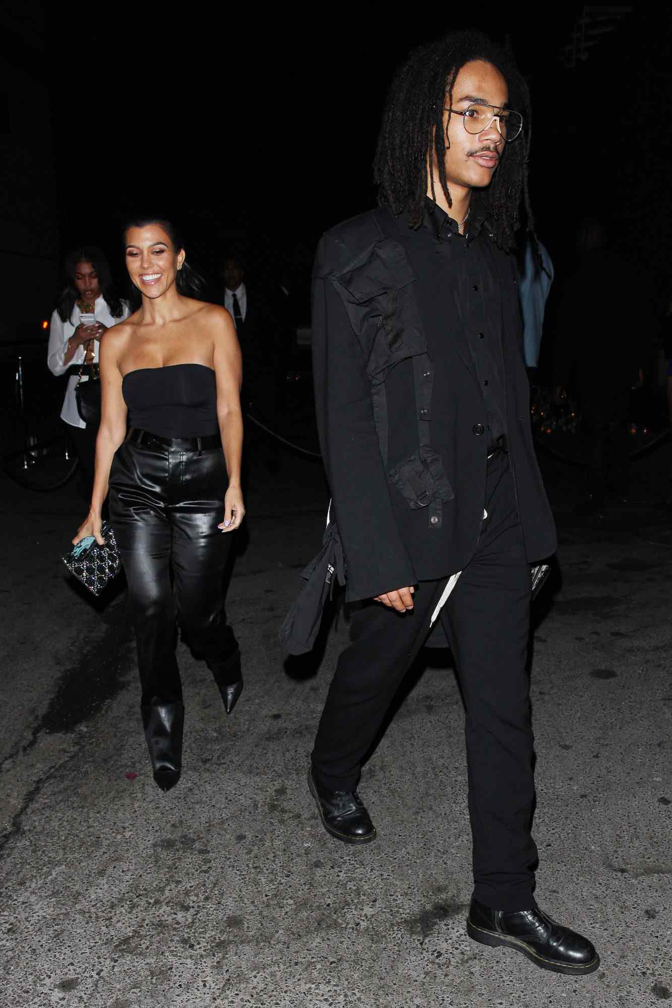 Kourtney Kardashian and Luka Sabbat are seen leaving Ysabel restaurant after attending P Diddy's 49th birthday party