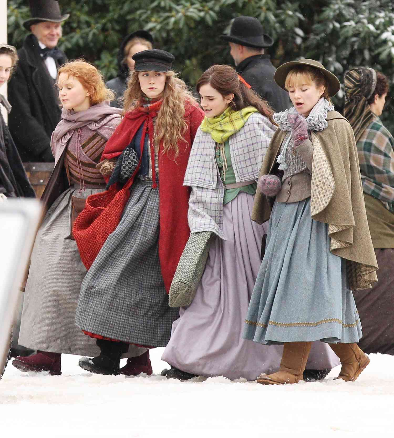 *EXCLUSIVE* Emma Watson, Florence Pugh, Saoirse Ronan and Eliza Scanlen get into character for "Little Women"