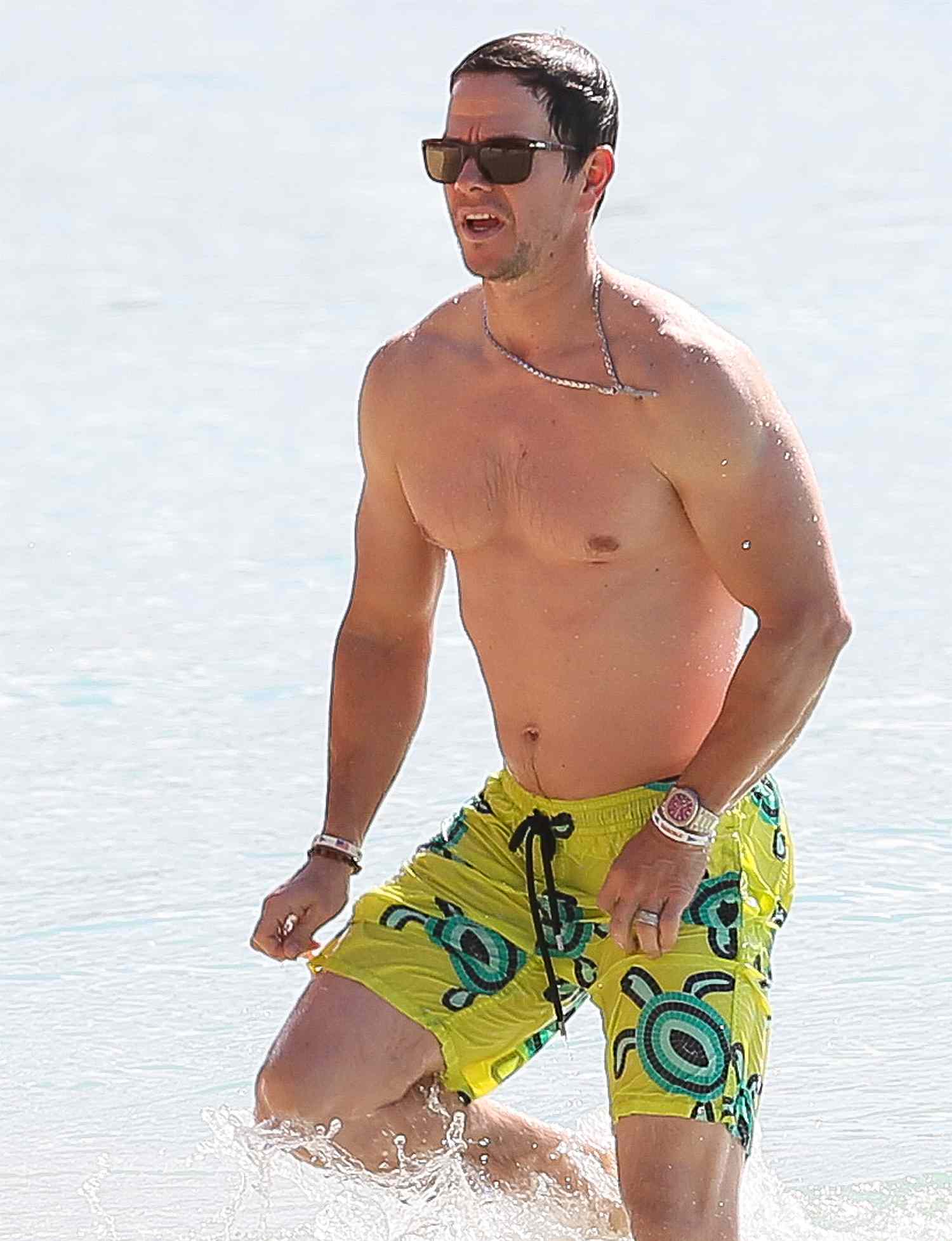Mark Wahlberg seen on the beach outside the Sandy Lane Hotel in Barbados - Barbados