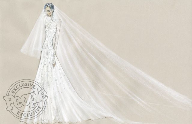 Priyanka Chopra's wedding dress sketch.