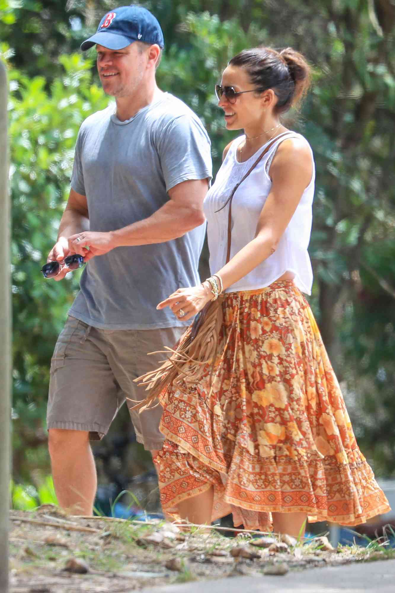 EXCLUSIVE: *NO MAIL ONLINE* Matt Damon And Wife Luciana Barosso Head Out For A Lunch Date In Byron Bay