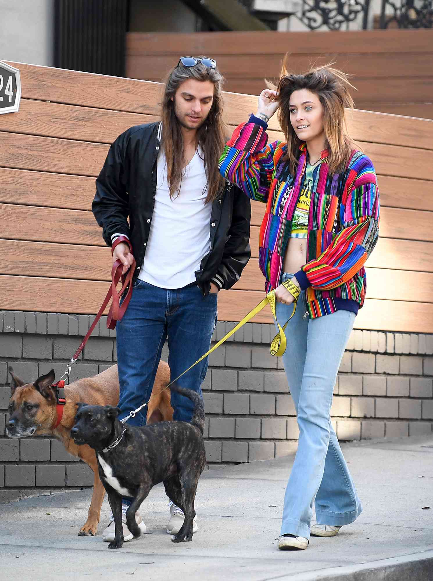 EXCLUSIVE: Paris Jackson and Gabriel Glenn Walk Their Dogs in Los Angeles.