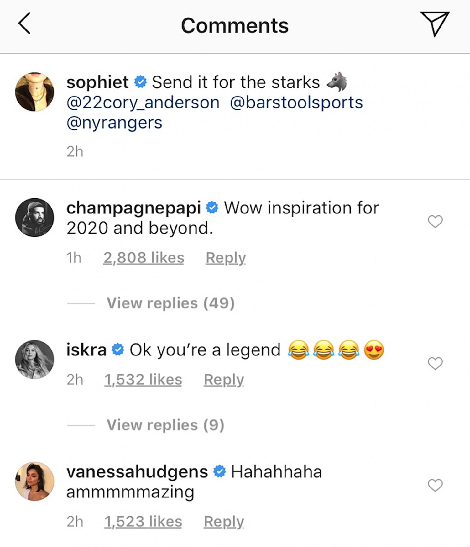 Sophie Turner Instagram comments