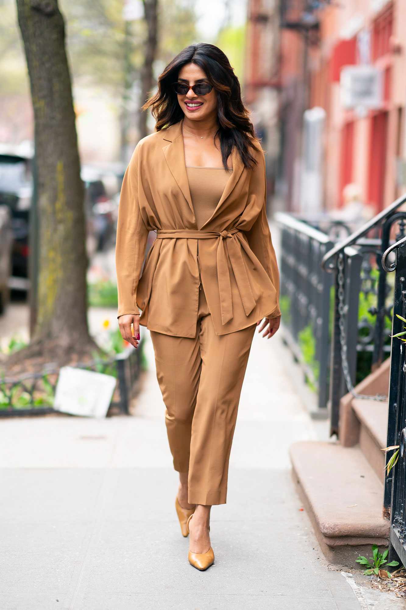 Priyanka Chopra is seen wearing Max Mara out for a stroll in New York City