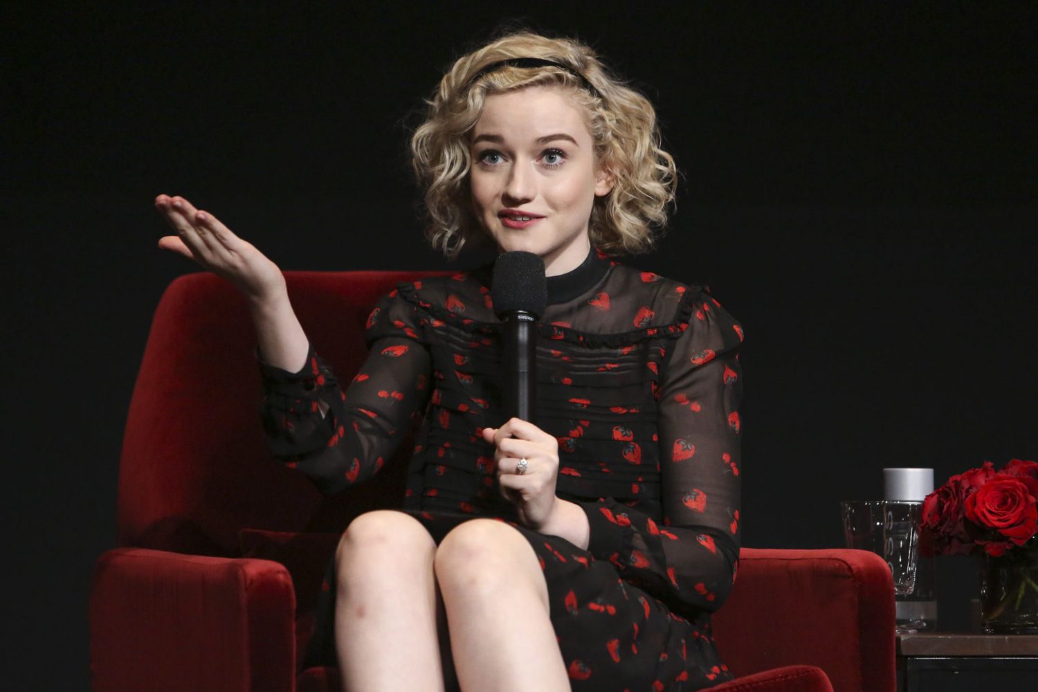 NORTH HOLLYWOOD, CALIFORNIA - MAY 02: Julia Garner speaks during the FYC panel of Bravo's "Dirty John" at Saban Media Center on May 02, 2019 in North Hollywood, California. (Photo by: Jesse Grant/Bravo)