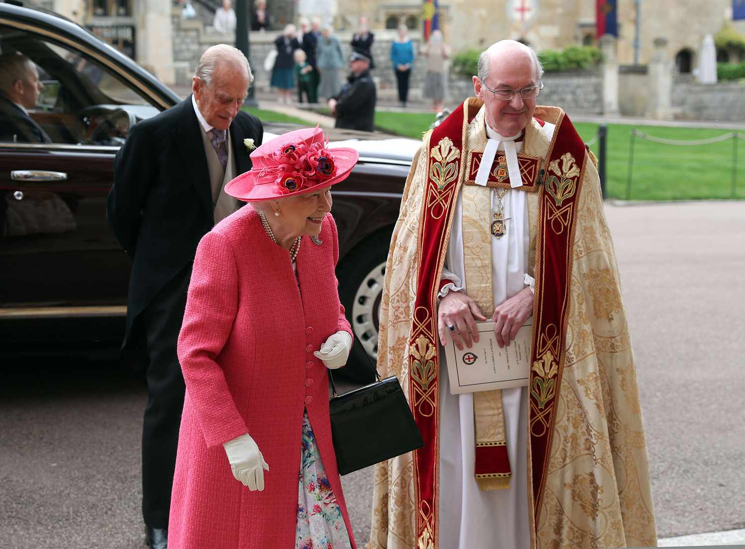 Mandatory Credit: Photo by REX/Shutterstock (10240228i) Queen Elizabeth II and the Prince Philip arrive ahead of the wedding The wedding of Lady Gabriella Windsor and Thomas Kingston, St George's Chapel, Windsor Castle, UK - 18 May 2019