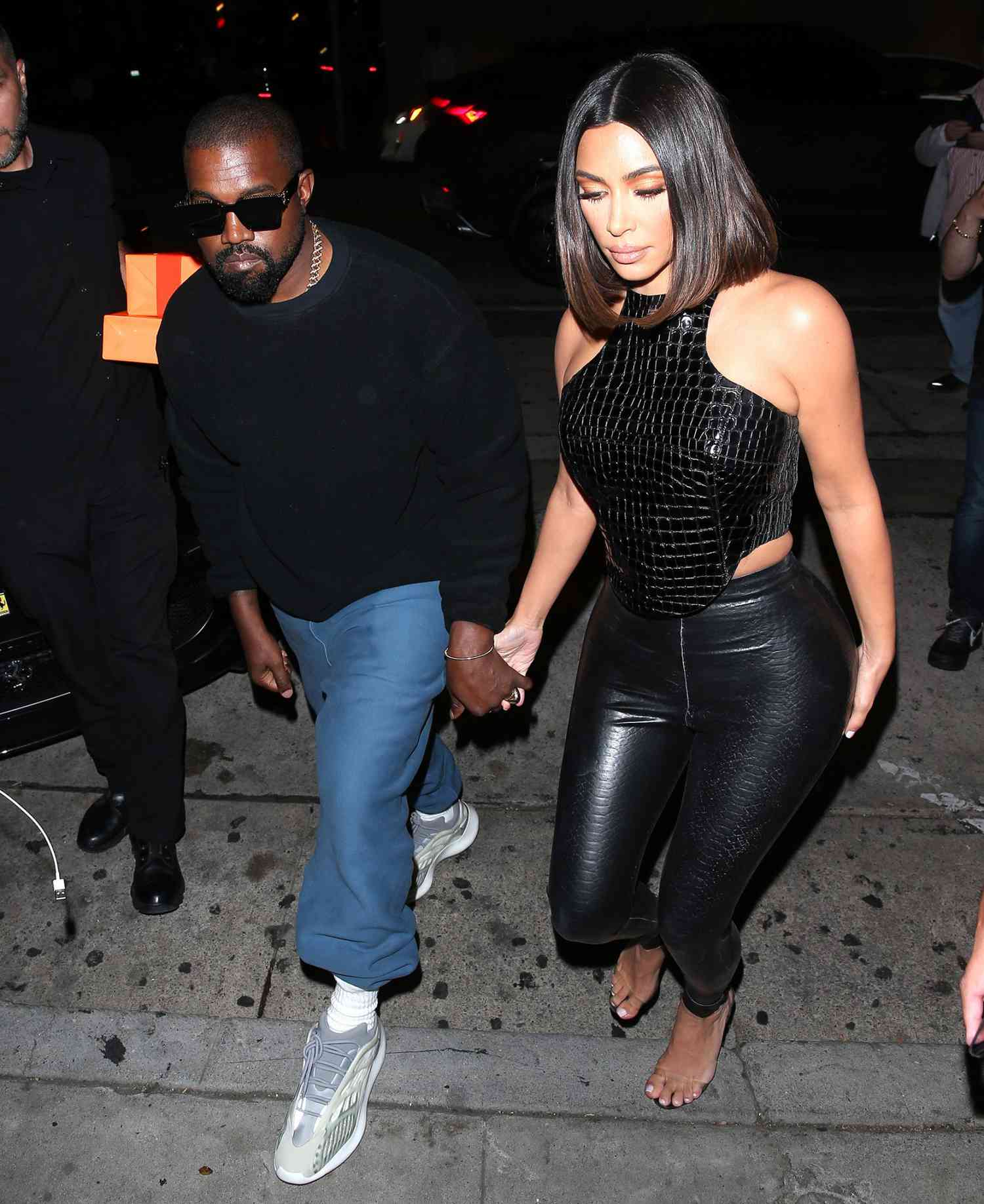Kim Kardashian and Kanye West were seen arriving for dinner at 'Craigs' Restaurant in West Hollywood, CA