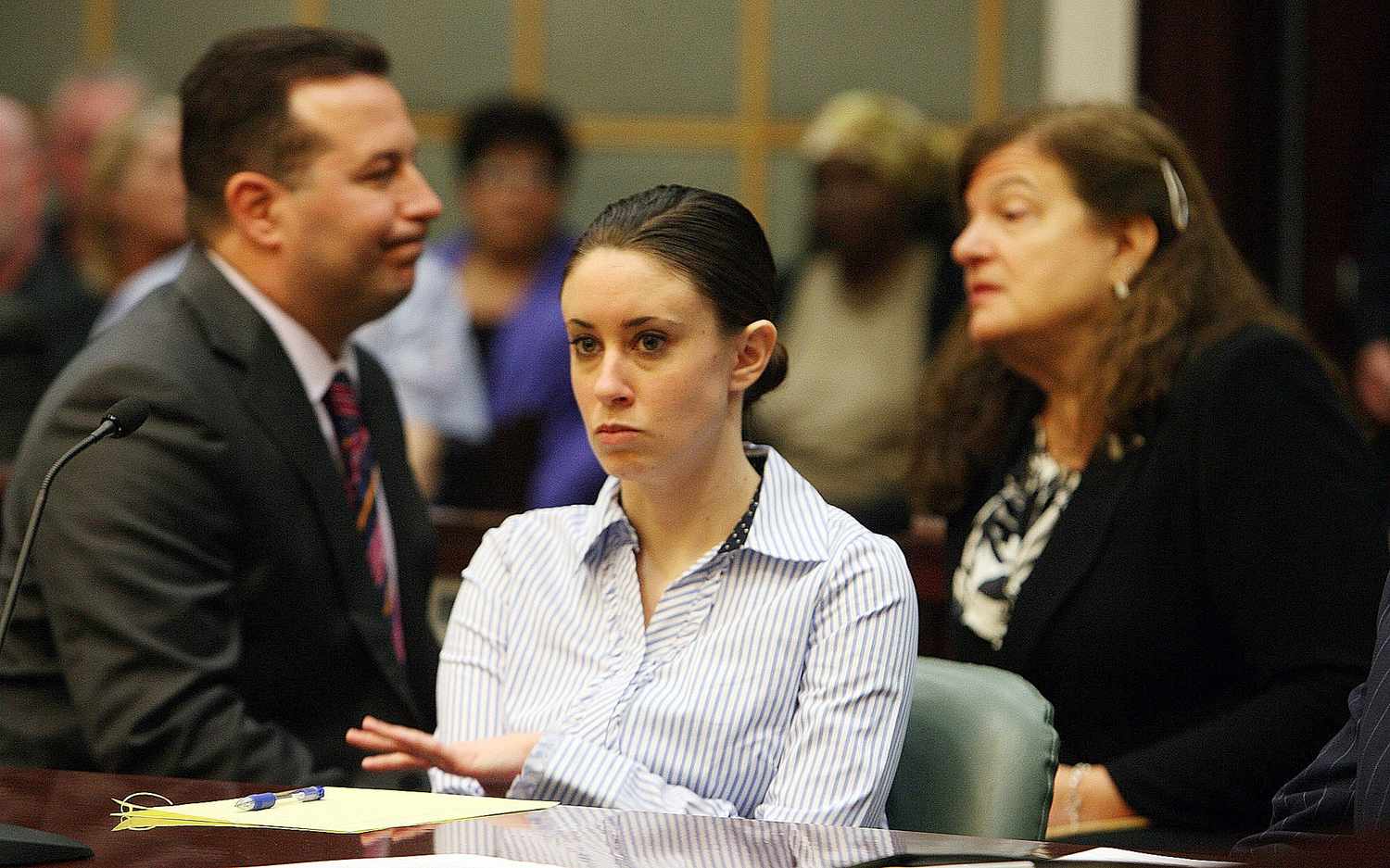 Casey Anthony, center, sits at the defense table as her lawy