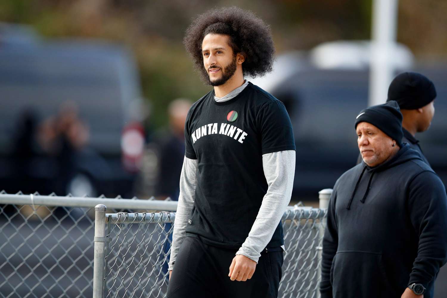 Free agent quarterback Colin Kaepernick arrives at a workout for NFL football scouts and media, in Riverdale, Ga Kaepernick's Workout Football, Riverdale, USA - 16 Nov 2019