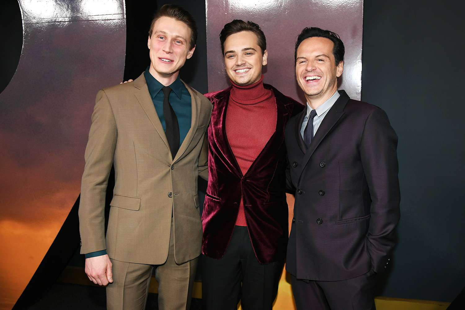George MacKay, Dean-Charles Chapman and Actor Andrew Scott attend the premiere of Universal Pictures' "1917" at TCL Chinese Theatre on December 18, 2019 in Hollywood, California