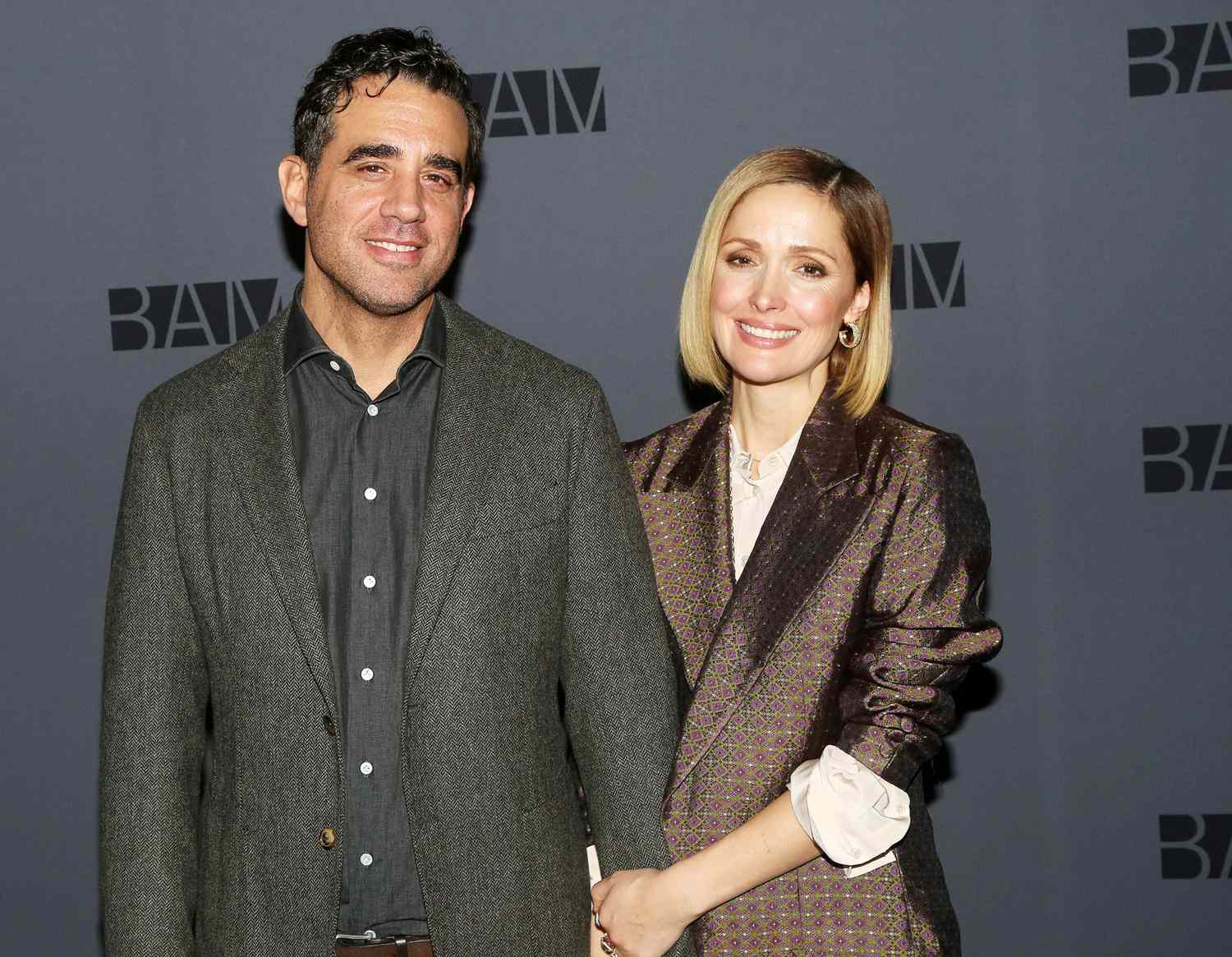 Bobby Cannavale and Rose Byrne pose at a photo call for the upcoming production of "Medea" at BAM on December 10, 2019 in The Brooklyn Borough of New York City