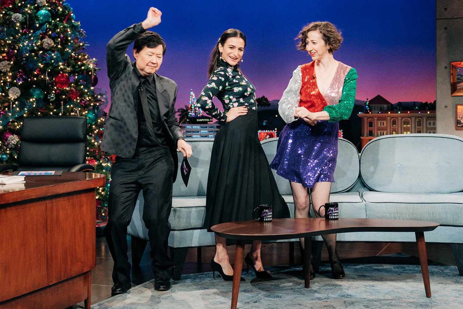 Ken Jeong guest-hosts The Late Late Show with James Corden airing Tuesday, December 17, 2019, with guests Jenny Slate, Kristen Schaal, and Rick Schwartz