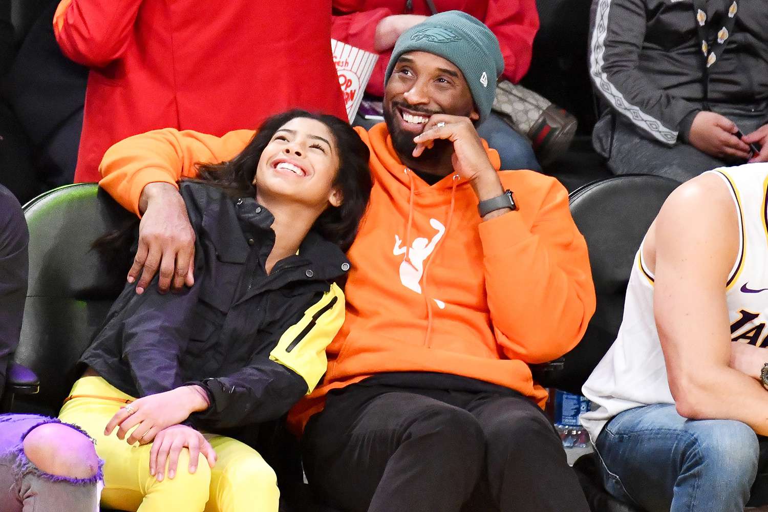 Kobe Bryant and daughter Gianna Bryant attend a basketball game between the Los Angeles Lakers and the Dallas Mavericks at Staples Center on December 29, 2019 in Los Angeles, California