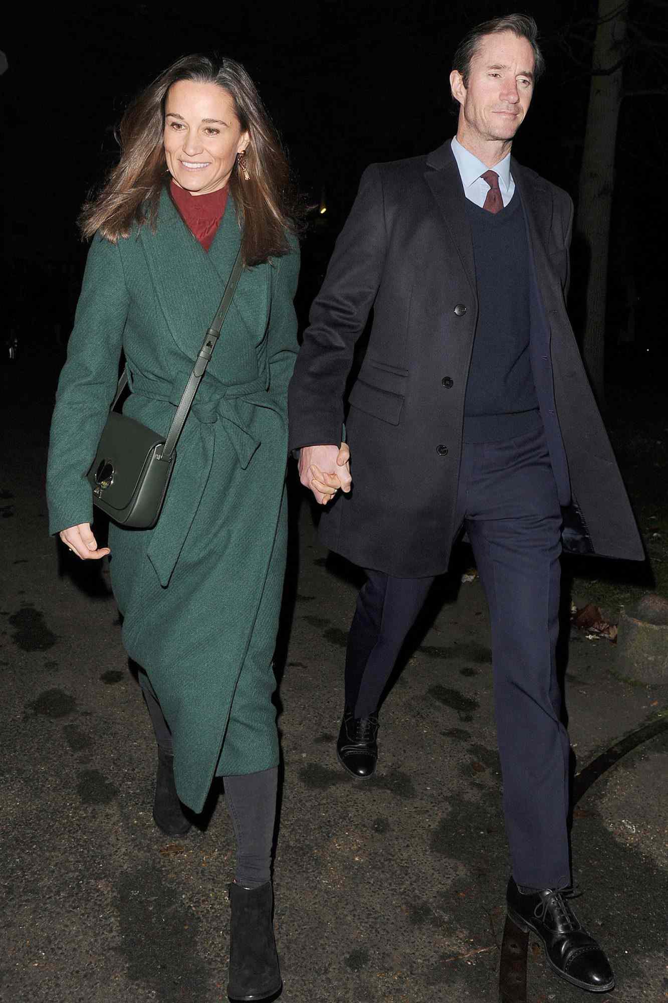 Pippa Middleton and her husband James Matthews leaving St Luke's church in Chelsea, hand in hand, having attended The Henry Van Straubenzee Memorial Fund's Christmas Carol Service