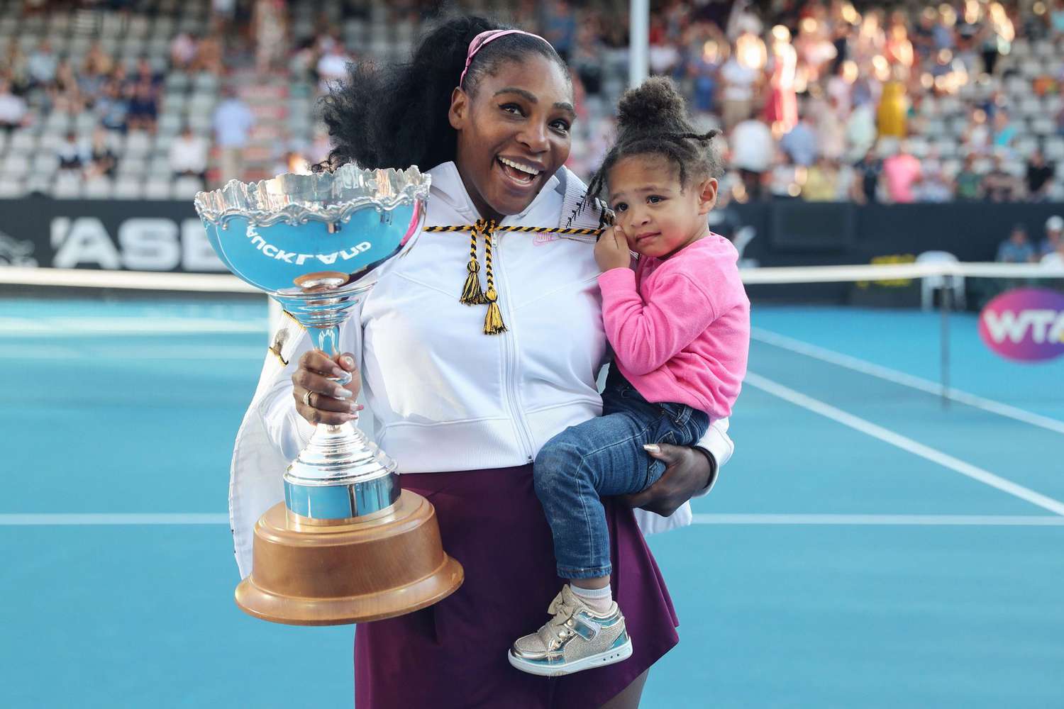 Serena Williams of the US with her daughter Alexis Olympia