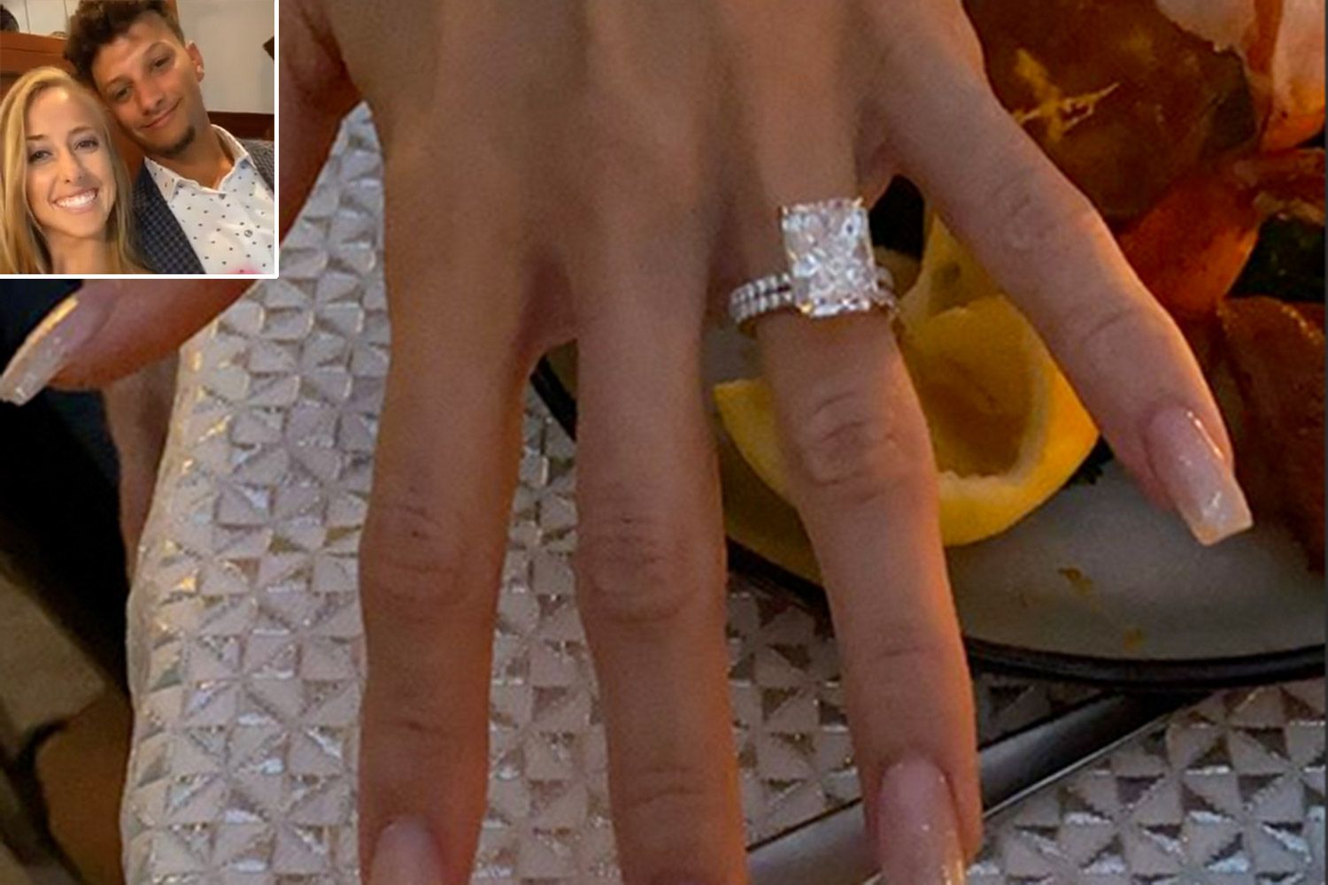<p>The Super Bowl LIV MVP and his longtime girlfriend have made it official.</p>
                            <p>Mahomes, 24, popped the question on Sept. 1, revealing the happy news on his Instagram Stories with a photo of Matthews' stunning ring.</p>
                            <p>"Ring SZN," Mahomes wrote, adding a kissing face emoji and tagging his now-fianc&eacute;e.</p>
                            <p>Matthews, 25, shared some behind-the-scenes moments of the proposal on her own Instagram Stories, revealing a setup including roses and marquee lights that read "Will You Marry Me."</p>
                            <p>"This happened today," Matthews wrote on her Stories.</p>
                            <p>Another slide showed a beautiful candle-lit dinner table, on which Matthews added, "My heart is so full! I love this man so incredibly much and today was so so special!"</p>
                            <p>"Couldn't imagine this day being any more perfect," the former pro soccer player added.</p>
                            <p>Mahomes and Matthews, who now runs her own fitness company called Brittany Lynn Fitness, met while attending Whitehouse High School in Whitehouse, Texas. The couple even attended prom together in 2013.</p>
                            