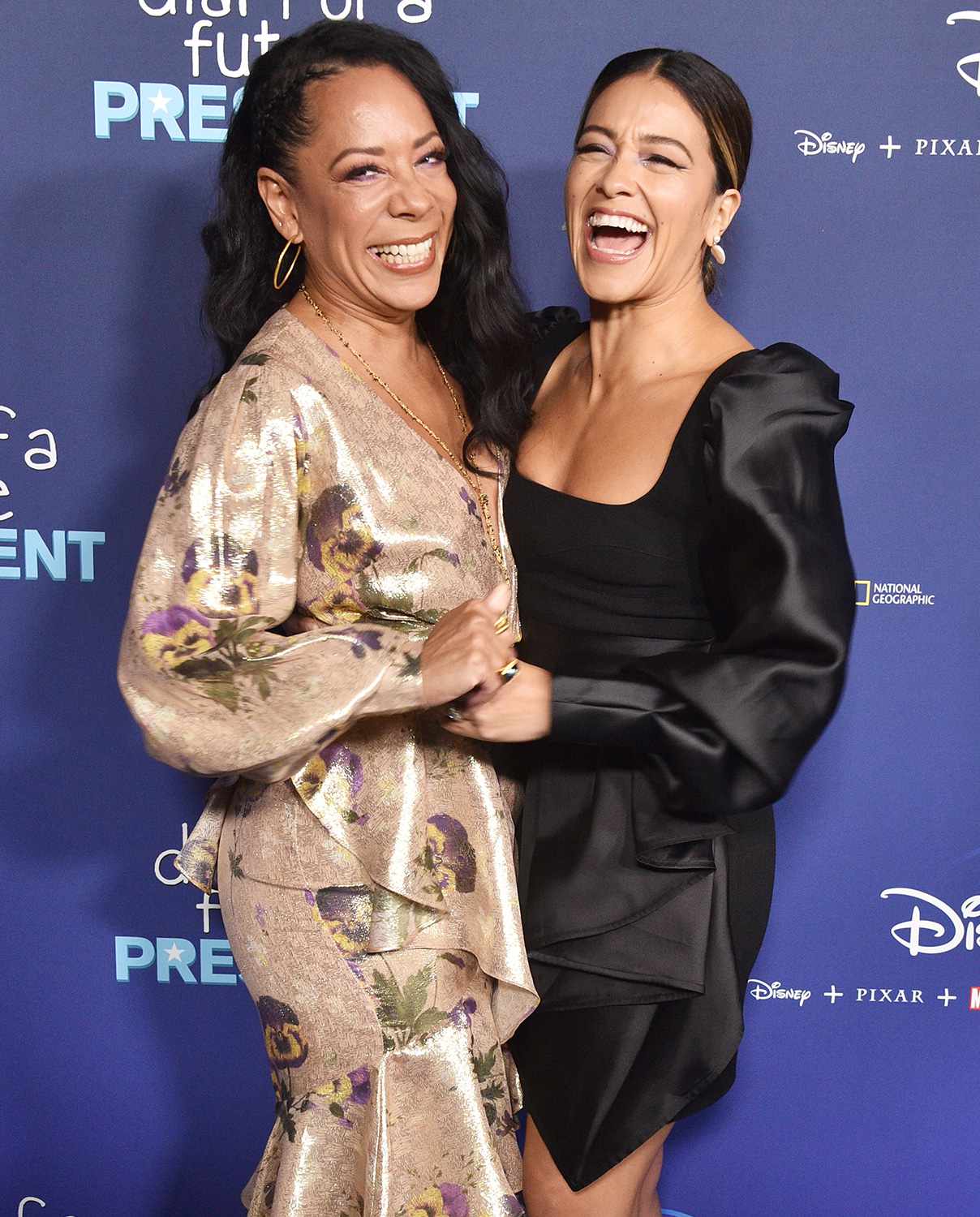 Selenis Leyva and Gina Rodriguez attend the Premiere Of Disney +'s "Diary Of A Future President" at ArcLight Cinemas on January 14, 2020 in Hollywood, California