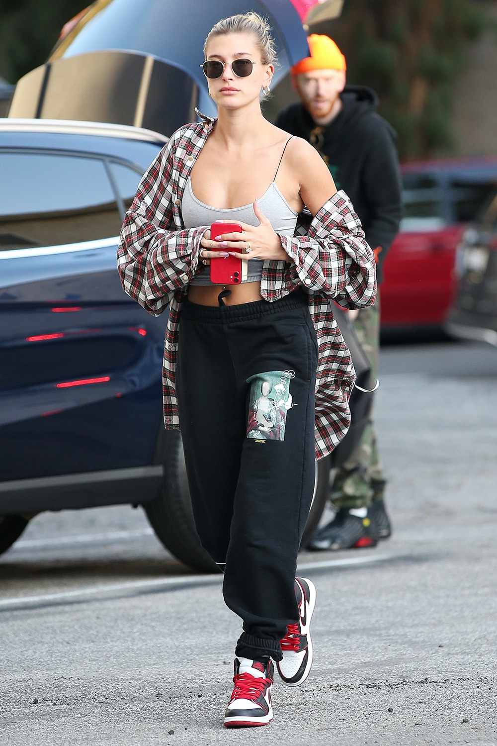 Hailey Bieber looks ready for a dance class as she arrives at 3rd Street Dance in Los Angeles