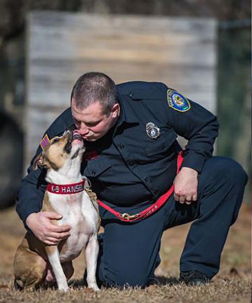 Hansel the pitbull is believed to be the first arson detection K9 in the country.
