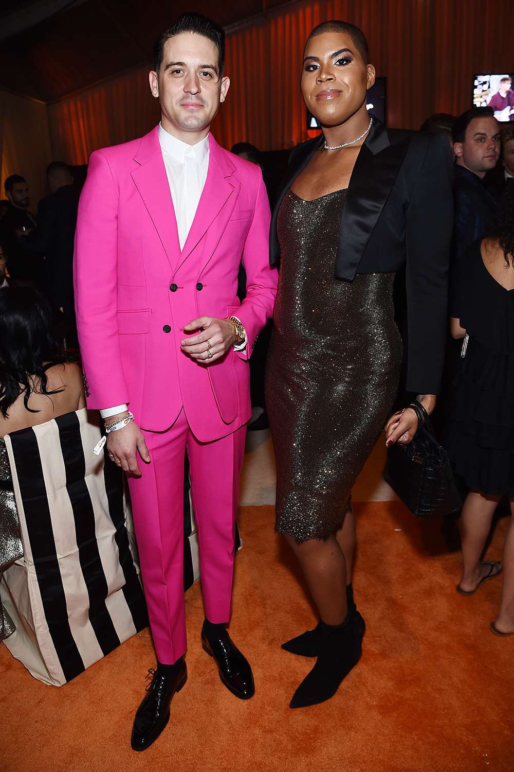 G-Eazy and EJ Johnson attend the 28th Annual Elton John AIDS Foundation Academy Awards Viewing Party sponsored by IMDb, Neuro Drinks and Walmart on February 09, 2020 in West Hollywood, California