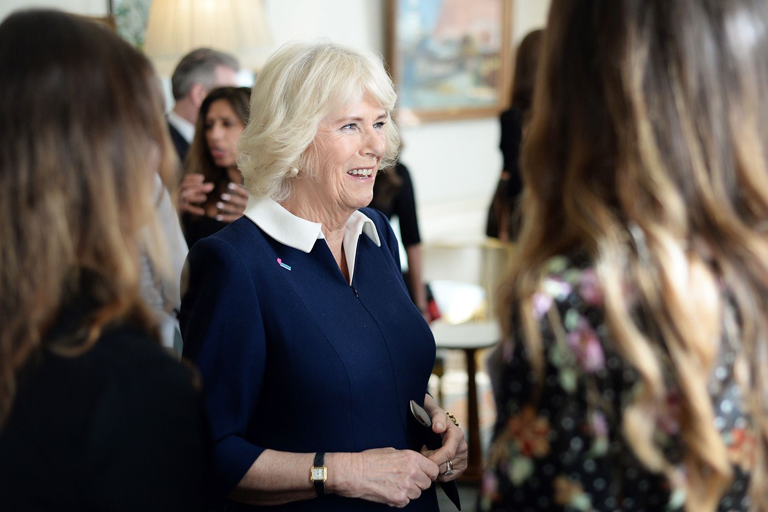 Camilla, Duchess of Cornwall hosts a reception to acknowledge the 15th anniversary of domestic abuse charity SafeLives at Clarence House on February 12, 2020 in London, England
