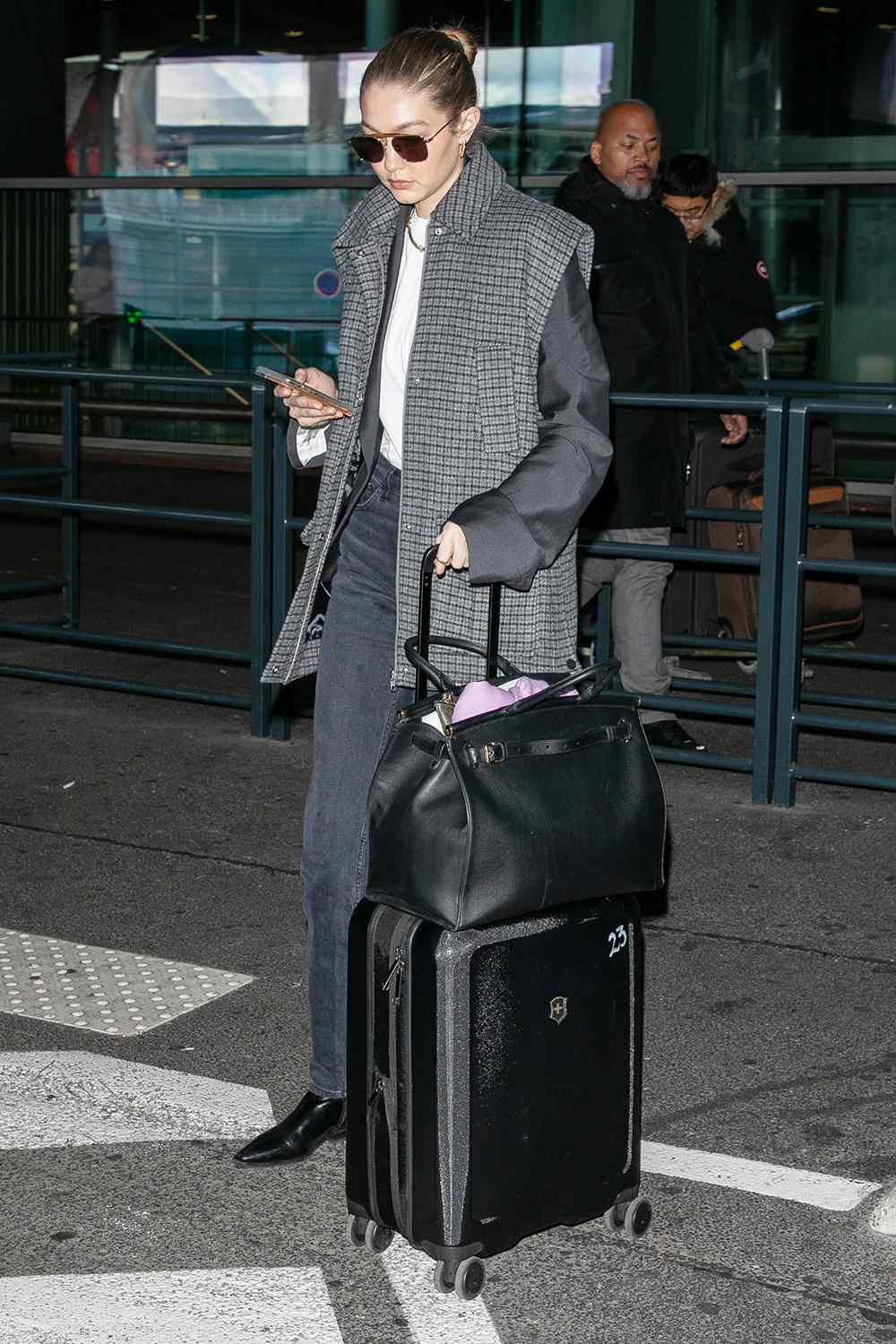 Gigi Hadid is seen on January 17, 2020 in Paris, France