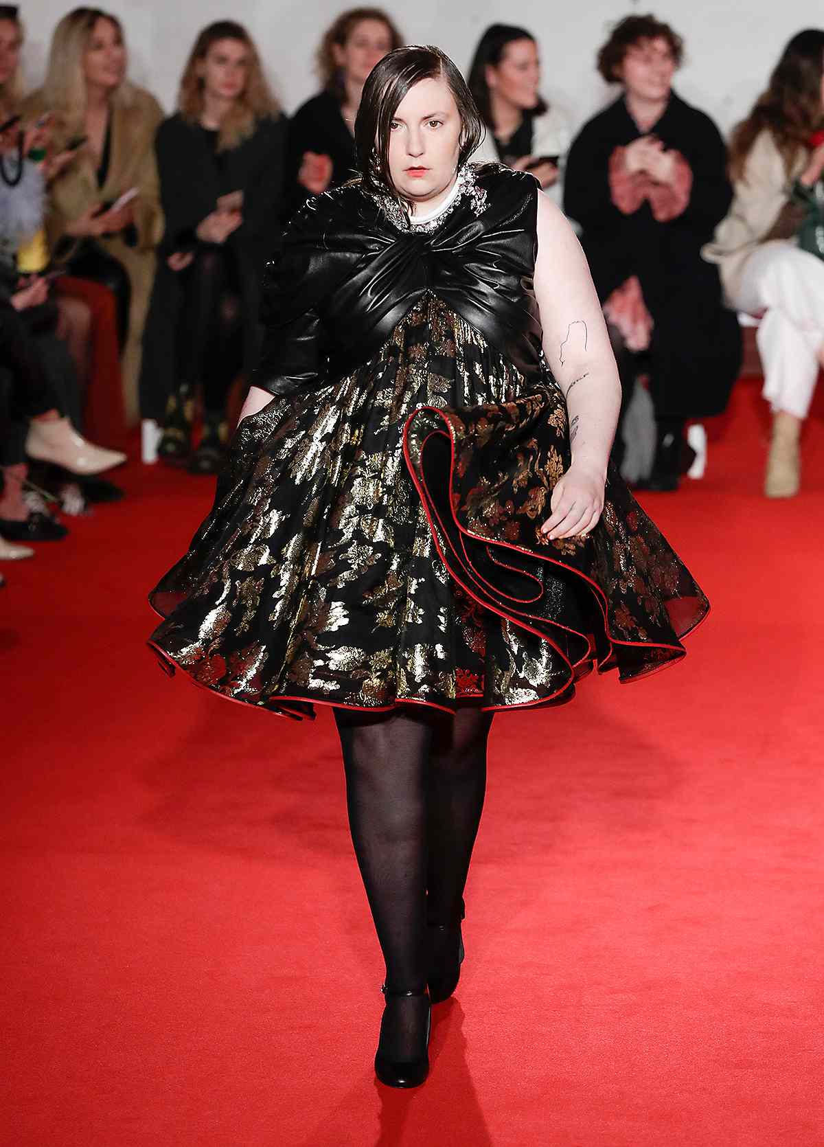 Lena Dunham walks the runway at the 16Arlington show during London Fashion Week February 2020 on February 14, 2020 in London, England