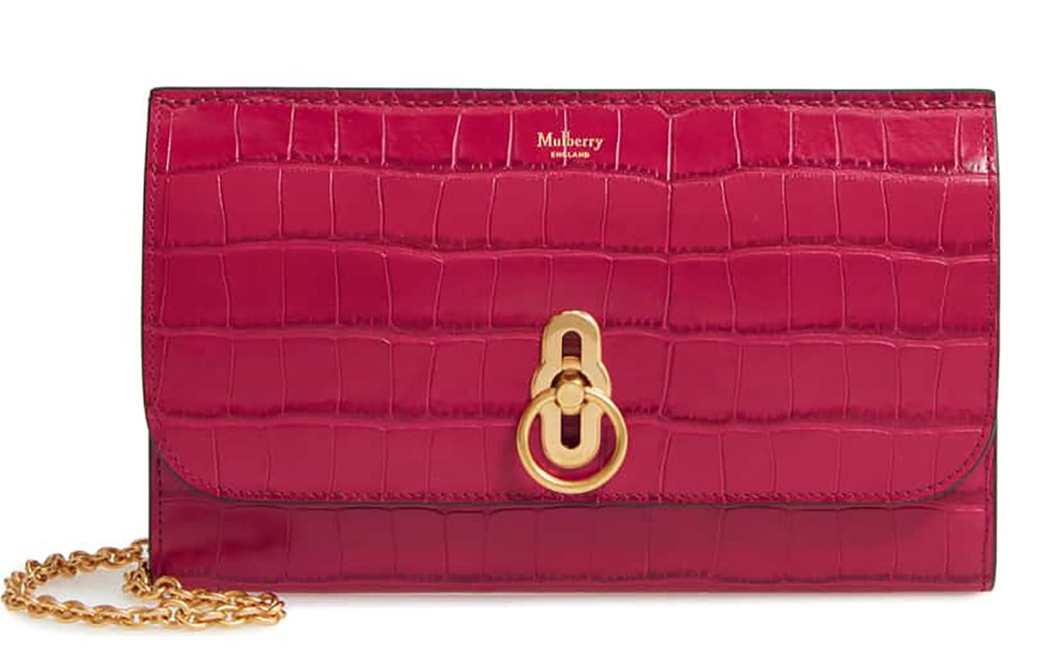 Mulberry Amberley Croc Embossed Leather Clutch