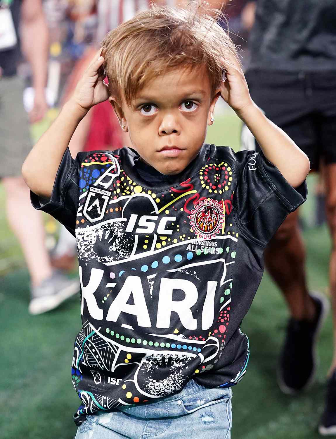Quaden Bayles poses for a photo during the National Rugby League (NRL) Indigenous All-Stars vs Maori Kiwis match at Cbus Super Stadium on the Gold Coast, Australia, 22 February 2020 issued (24 February 2020