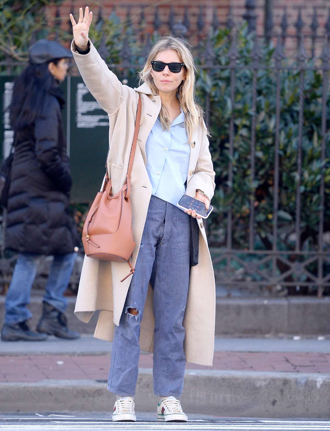 Sienna Miller is pictured on a solo outing in New York City