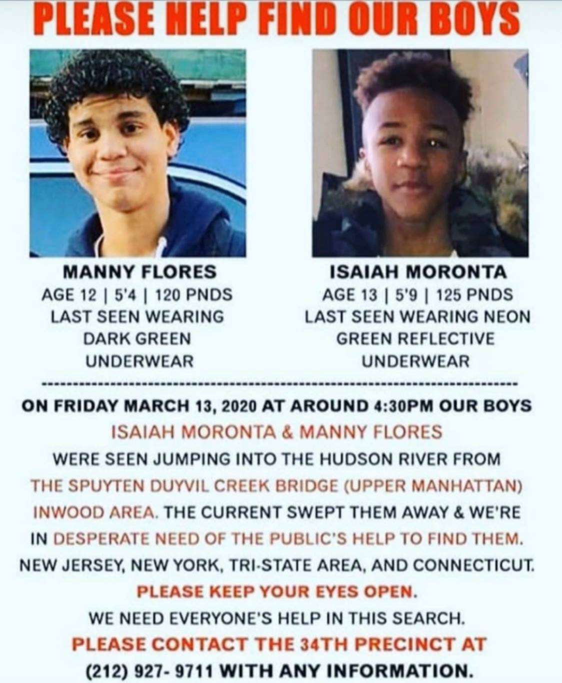 Isaiah Moronta and Manny Flores Missing New York City teens