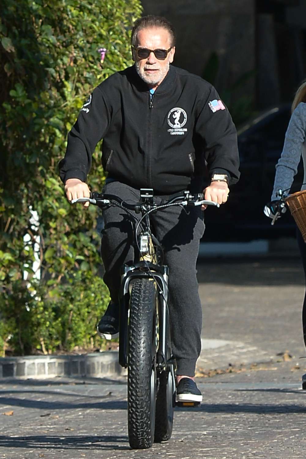 Arnold Schwarzenegger Goes for a Bike Ride with Friends.