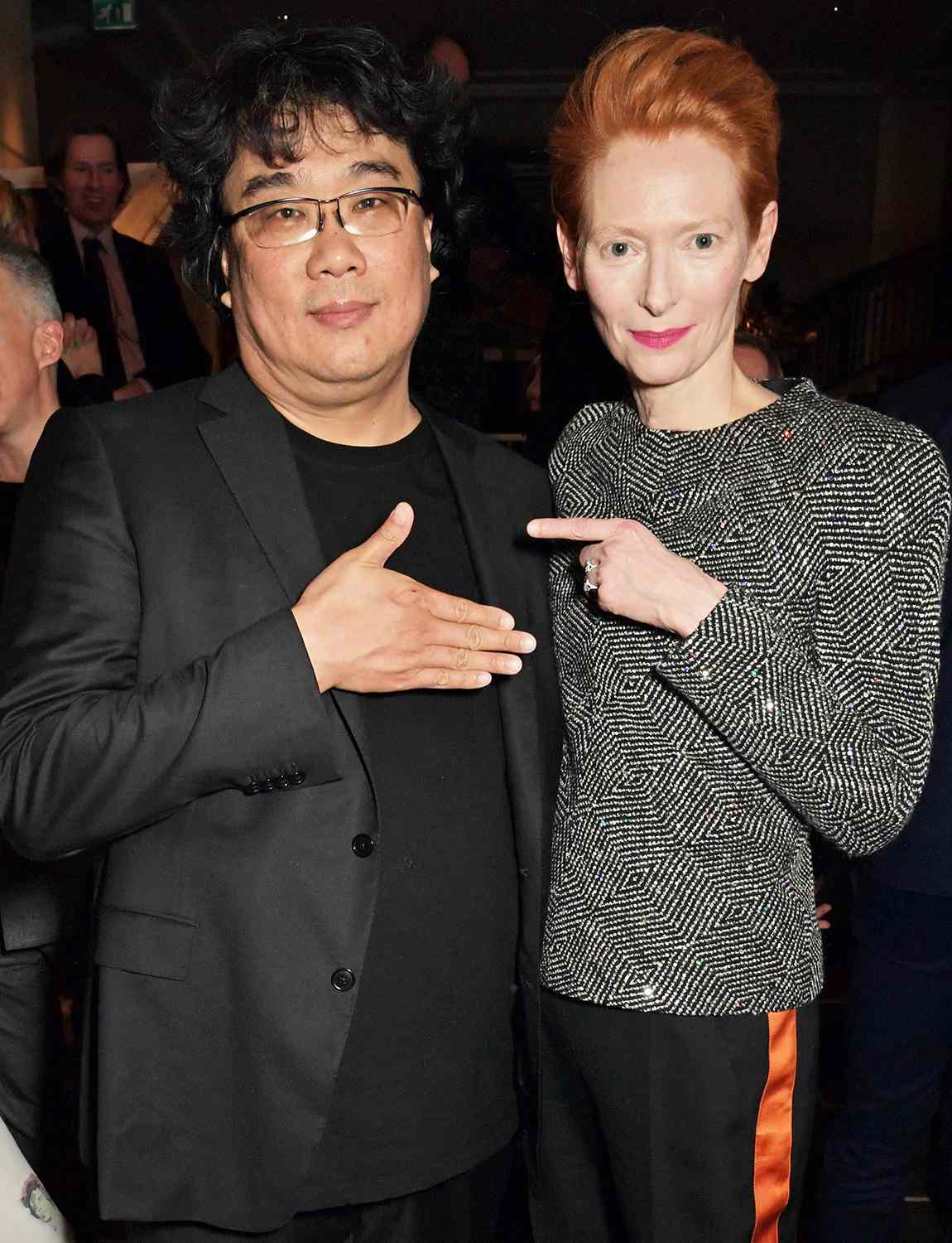 Bong Joon-ho and Tilda Swinton attend the BFI Chairman's dinner awarding Tilda Swinton with a BFI Fellowship at Rosewood London on March 2, 2020 in London, England