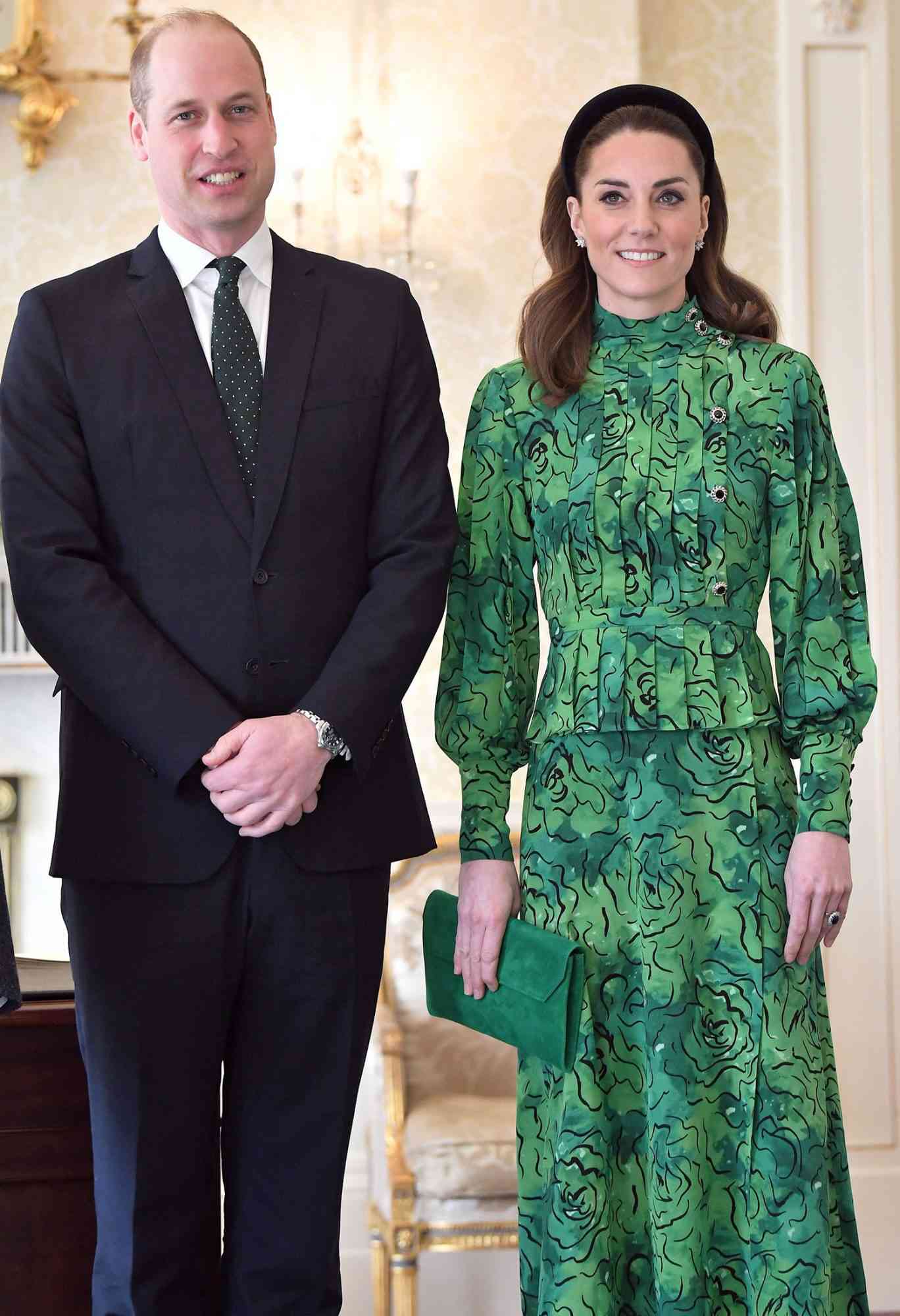 Prince William, Duke of Cambridge and Catherine, Duchess of Cambridge arrive for a meeting with the President of Ireland at &Aacute;ras an Uachtar&aacute;in on March 03, 2020 in Dublin, Ireland