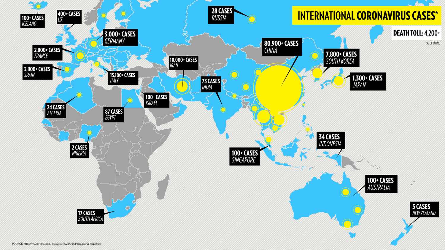 Coronavirus map international