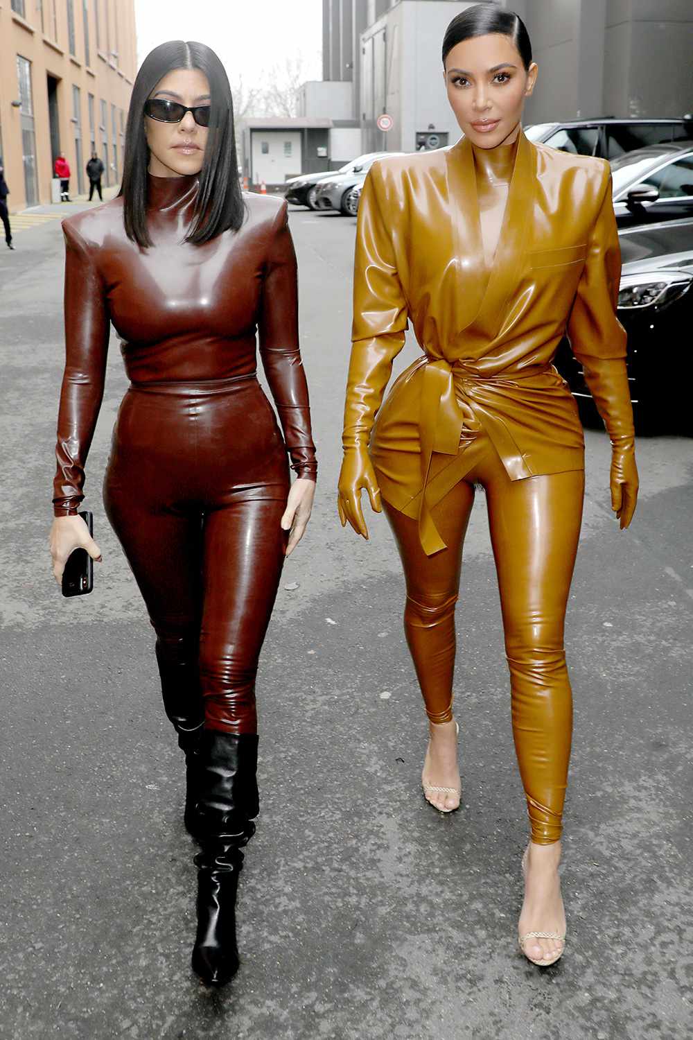 Kourtney and Kim Kardashian attend the Balenciaga show as part of the Paris Fashion Week Womenswear Fall/Winter 2020/2021 on March 01, 2020 in Paris, France