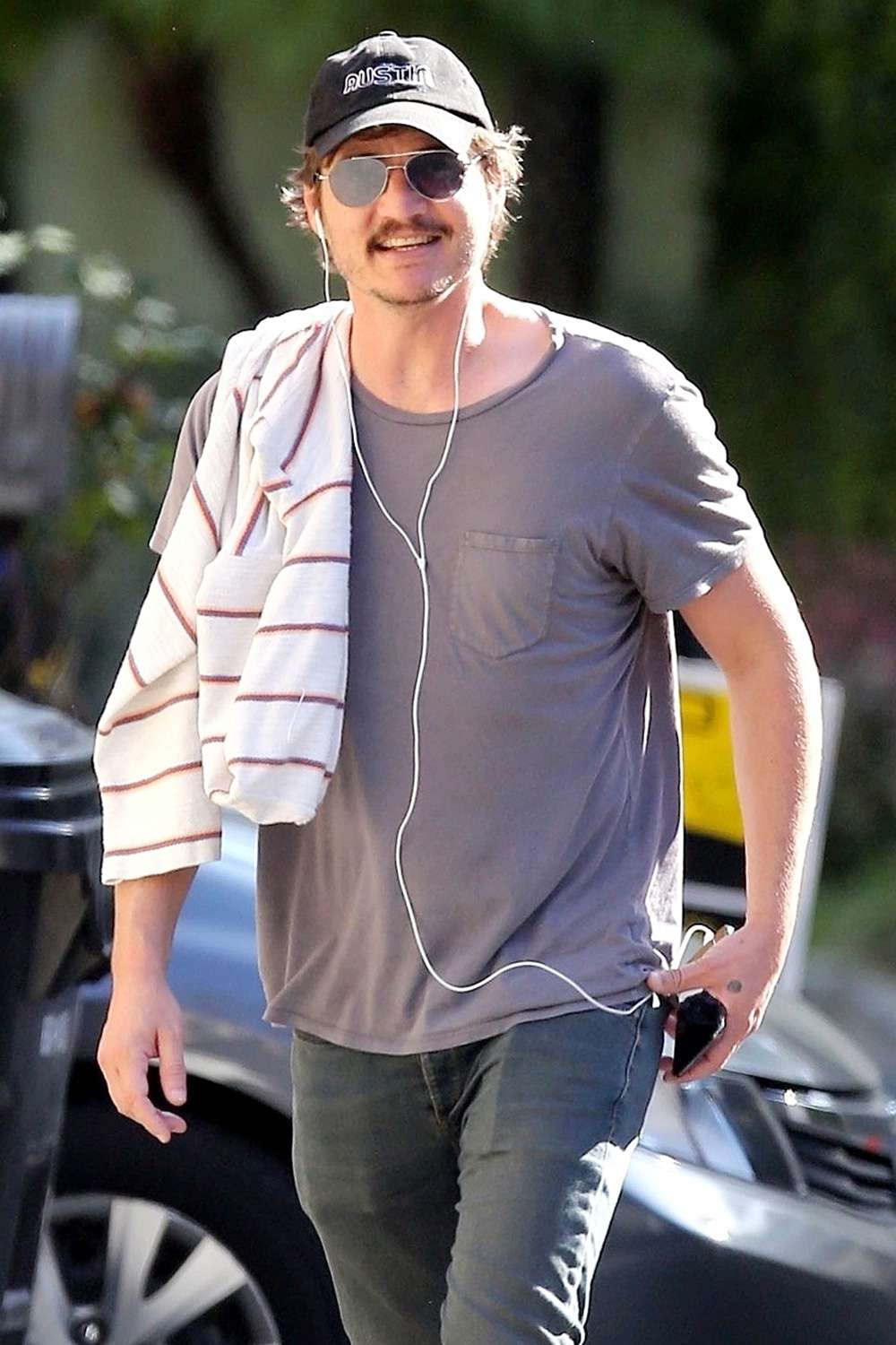 Pedro Pascal chats and walks in Los Feliz