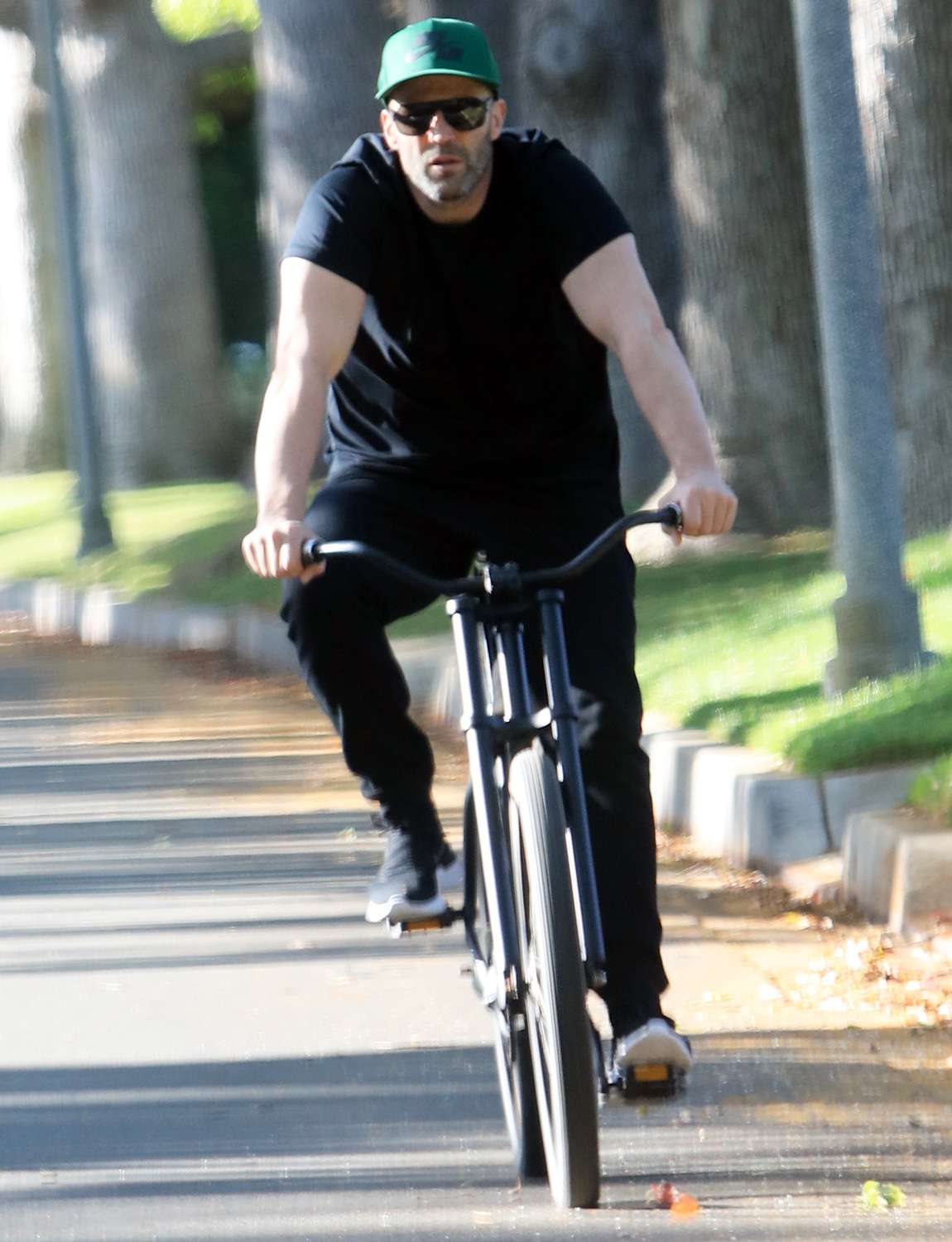 Jason Statham and Charlie Tadman Out for a Bike Ride in Los Angeles