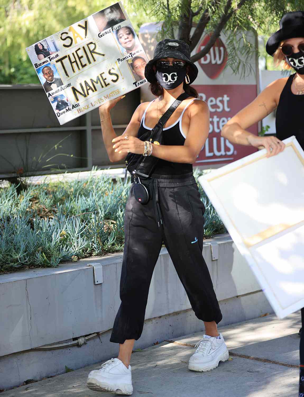 Vanessa Hudgens takes part in the BLM protests in Hollywood, CA