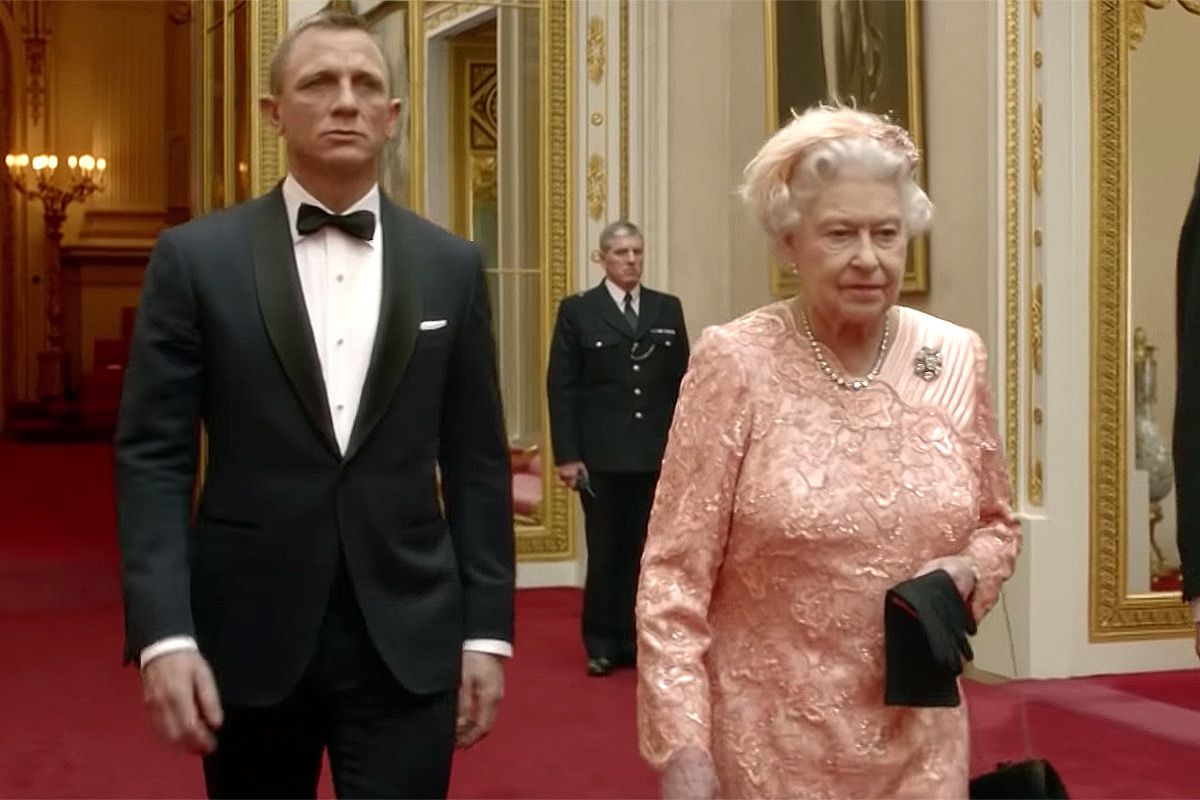 Queen Elizabeth and Daniel Craig in the opening sketch from the London Olympics in 2012.