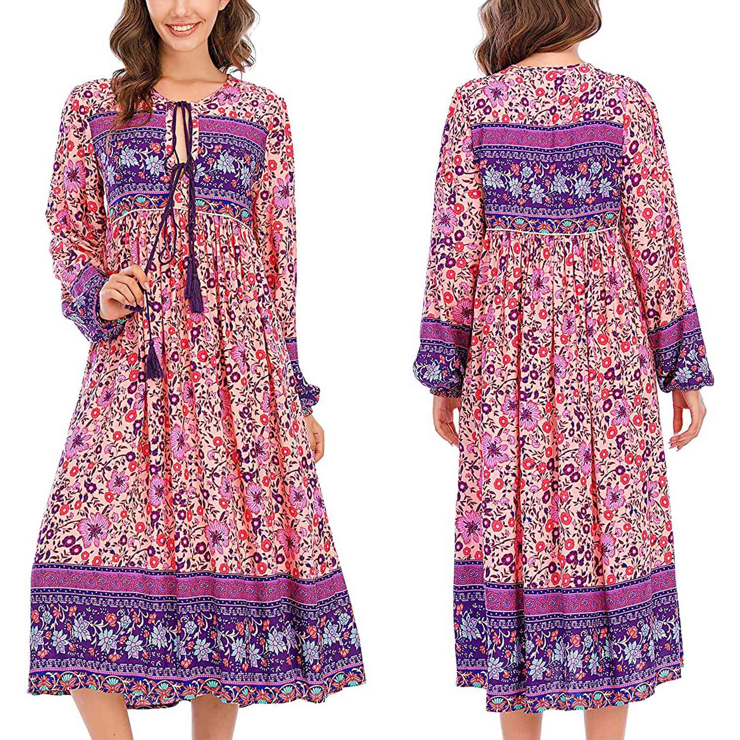 amazon nightgown R.Vivimos Women’s Printed Midi Dress