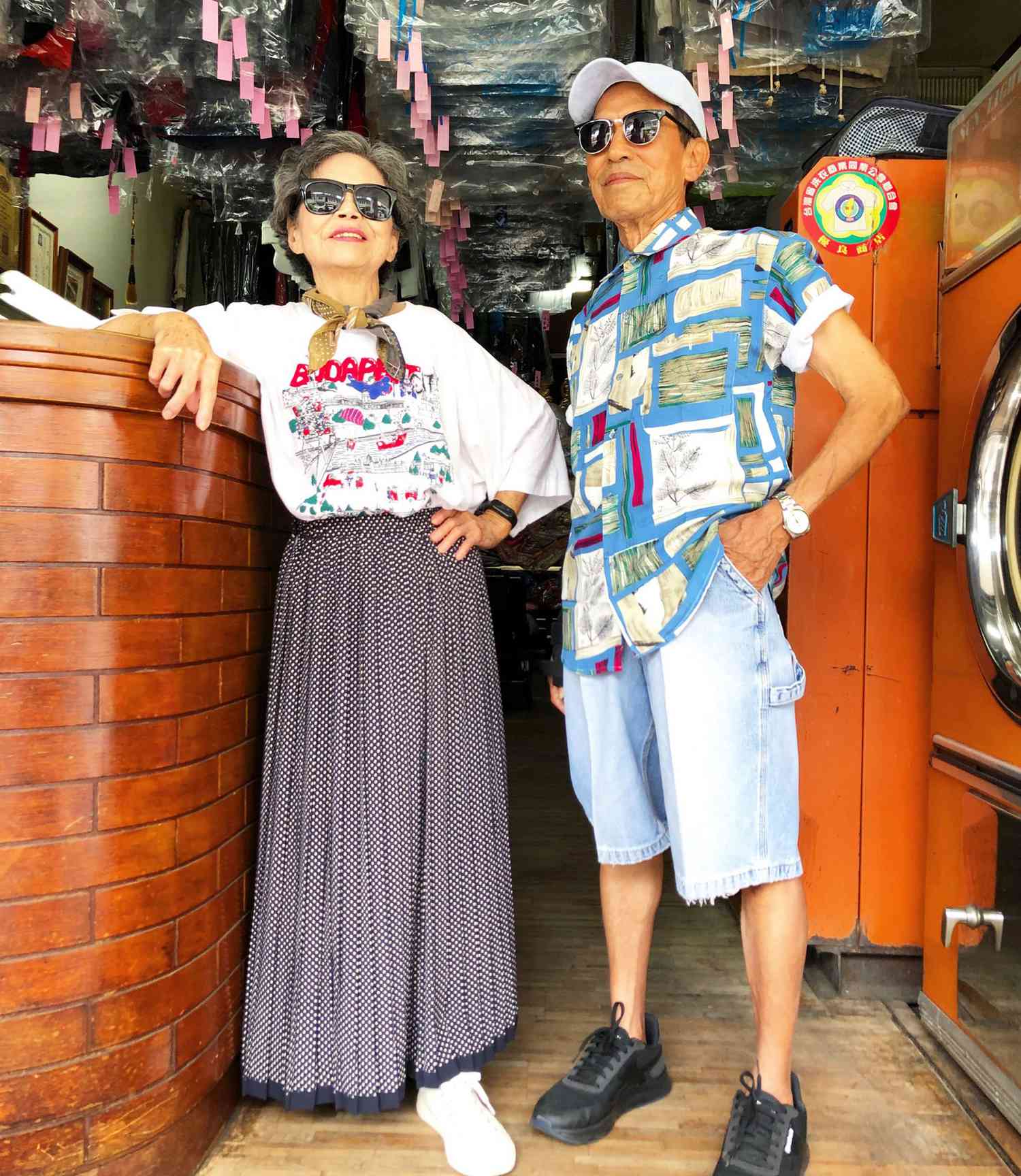 Taiwan elderly couple become IG celebrities by modeling leftover clothes in laundry, Taichung - 14 Jun 2020