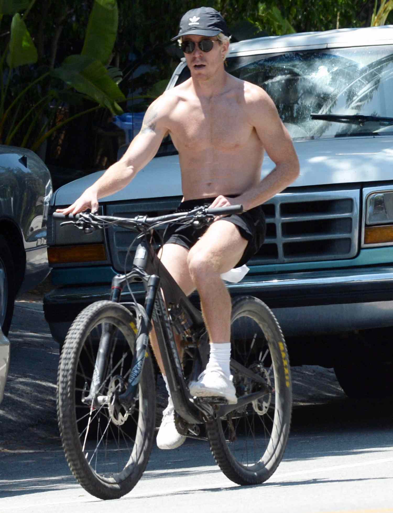 Shaun White is Pictured on a Bicycle Ride in Los Angeles.