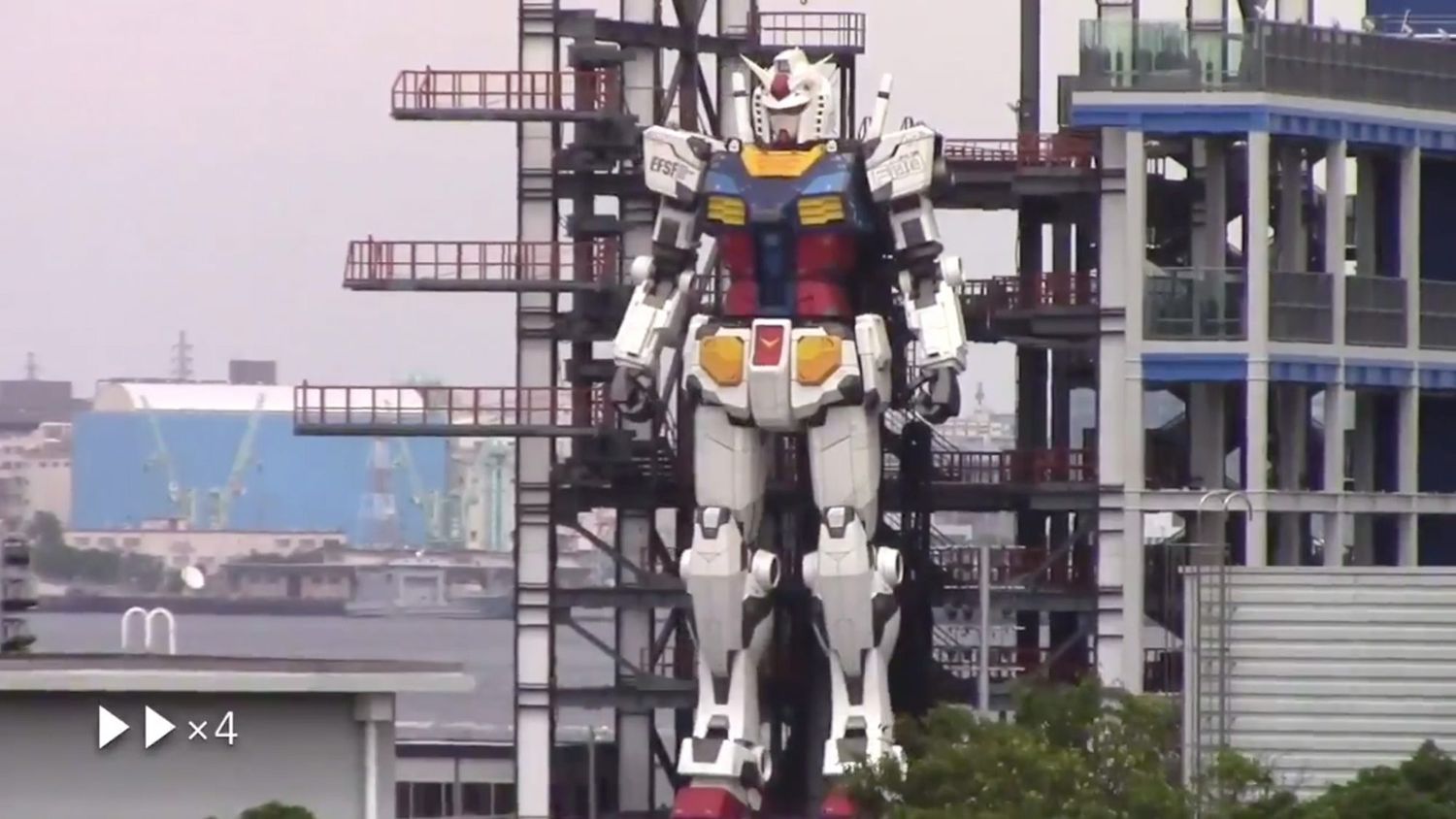 Life-size Gundam robot at Gundam Factory Yokohama